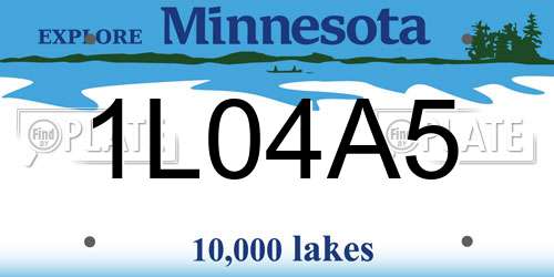 1L04A5 Minnesota License Plate
