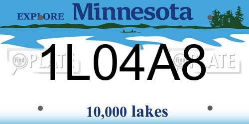 1L04A8 Minnesota License Plate