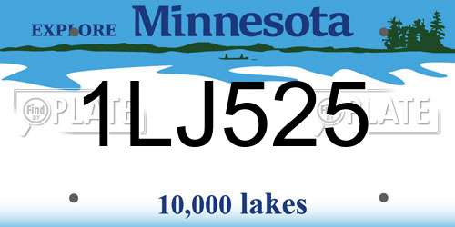 1LJ525 Minnesota License Plate