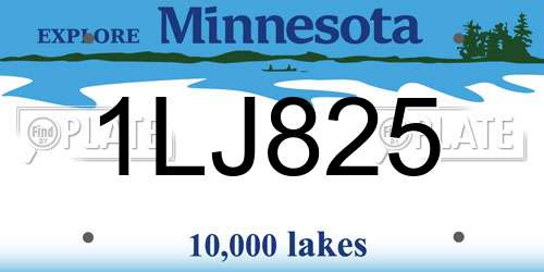 1LJ825 Minnesota License Plate