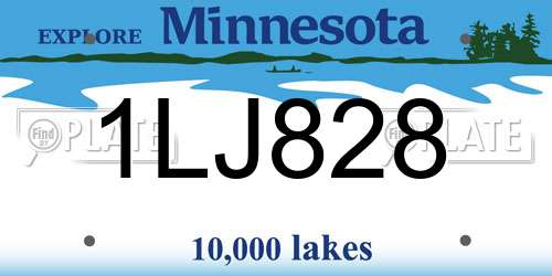1LJ828 Minnesota License Plate