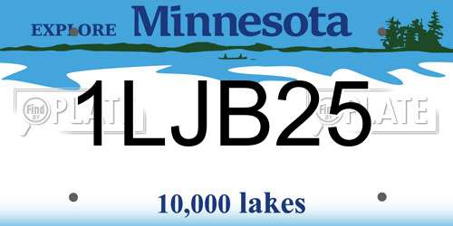 1LJB25 Minnesota License Plate