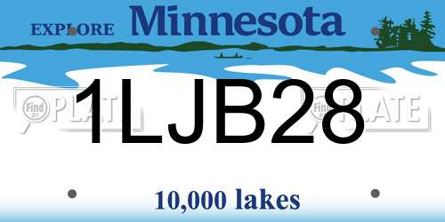 1LJB28 Minnesota License Plate