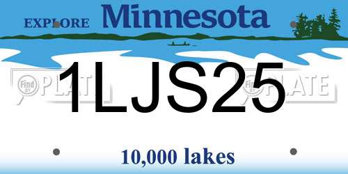 1LJS25 Minnesota License Plate
