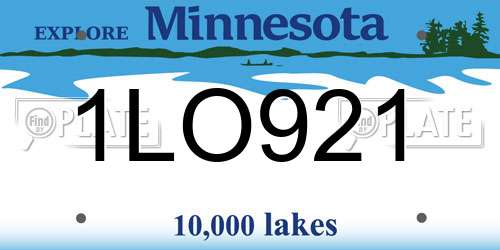 1LO921 Minnesota License Plate