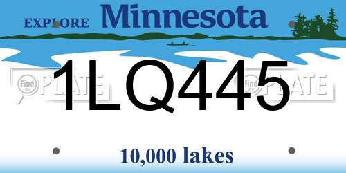 1LQ445 Minnesota License Plate