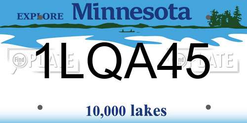 1LQA45 Minnesota License Plate