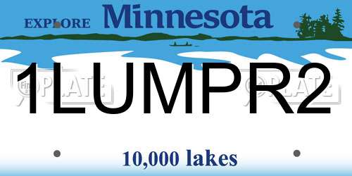 1LUMPR2 Minnesota License Plate
