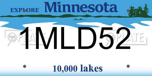 1MLD52 Minnesota License Plate