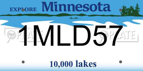 1MLD57 Minnesota License Plate