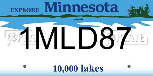 1MLD87 Minnesota License Plate