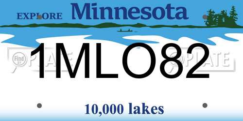 1MLO82 Minnesota License Plate