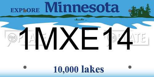 1MXE14 Minnesota License Plate