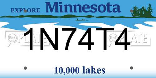 1N74T4 Minnesota License Plate