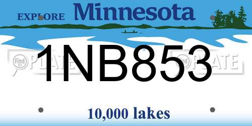 1NB853 Minnesota License Plate