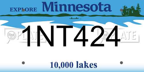 1NT424 Minnesota License Plate