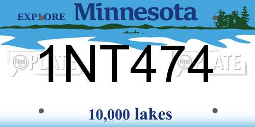 1NT474 Minnesota License Plate