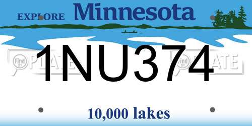 1NU374 Minnesota License Plate