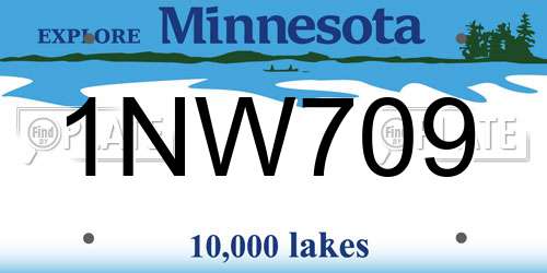 1NW709 Minnesota License Plate