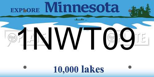 1NWT09 Minnesota License Plate