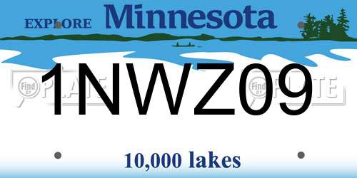 1NWZ09 Minnesota License Plate