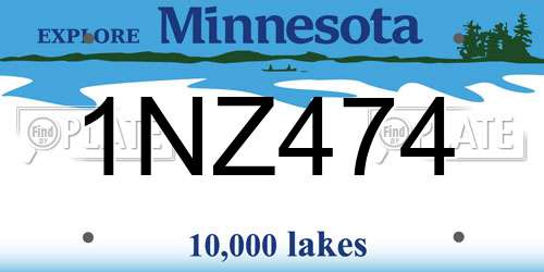 1NZ474 Minnesota License Plate