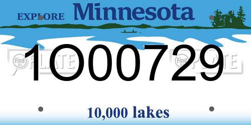1O00729 Minnesota License Plate