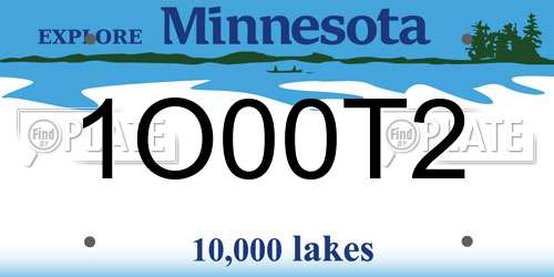 1O00T2 Minnesota License Plate