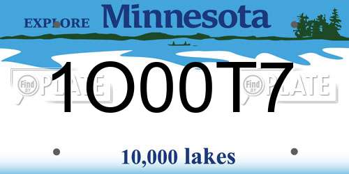 1O00T7 Minnesota License Plate