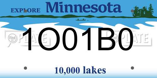 1O01B0 Minnesota License Plate