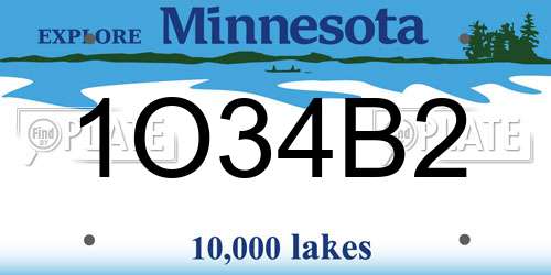 1O34B2 Minnesota License Plate