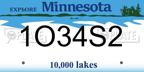 1O34S2 Minnesota License Plate