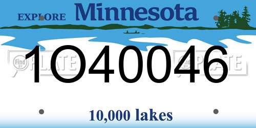 1O40046 Minnesota License Plate