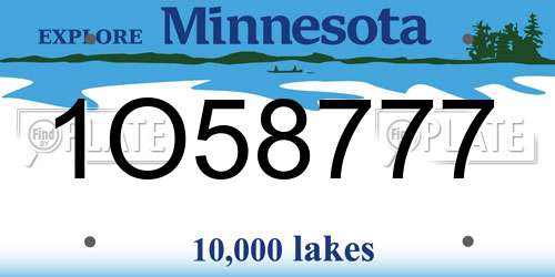1O58777 Minnesota License Plate