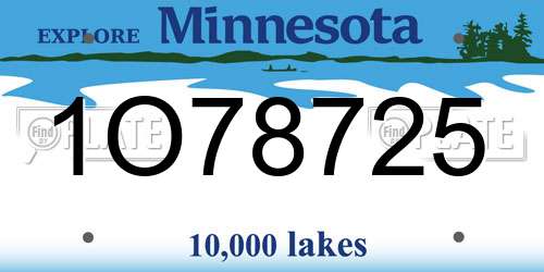 1O78725 Minnesota License Plate