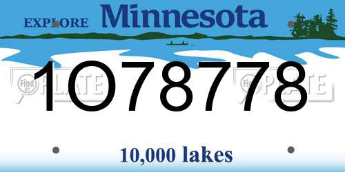 1O78778 Minnesota License Plate