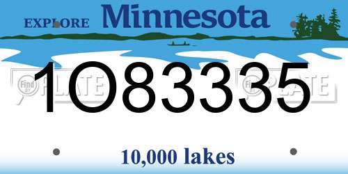 1O83335 Minnesota License Plate