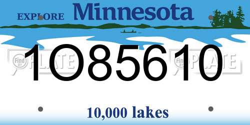 1O85610 Minnesota License Plate