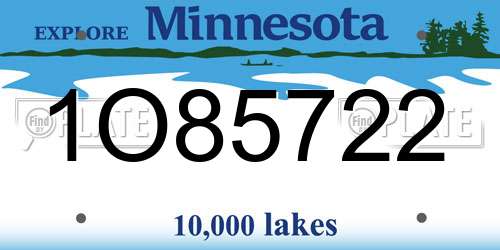 1O85722 Minnesota License Plate