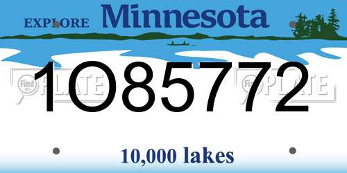 1O85772 Minnesota License Plate