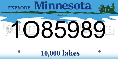 1O85989 Minnesota License Plate