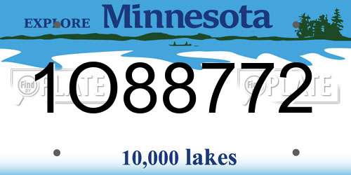 1O88772 Minnesota License Plate