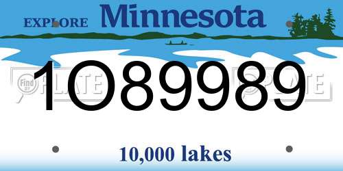 1O89989 Minnesota License Plate