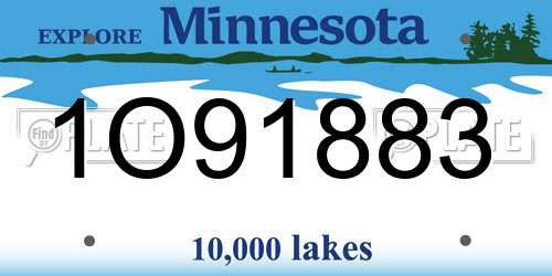 1O91883 Minnesota License Plate