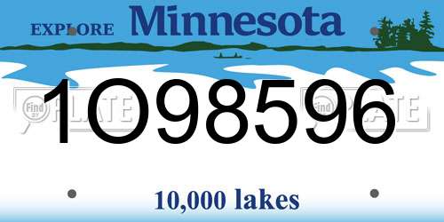 1O98596 Minnesota License Plate