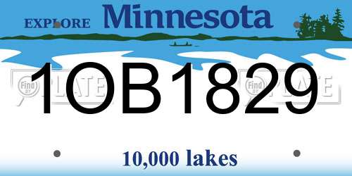 1OB1829 Minnesota License Plate