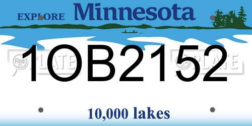 1OB2152 Minnesota License Plate