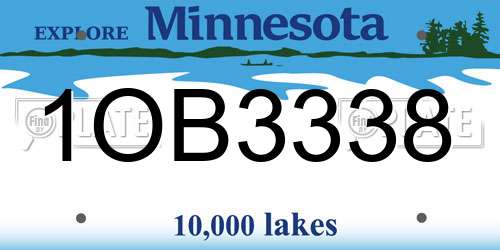 1OB3338 Minnesota License Plate