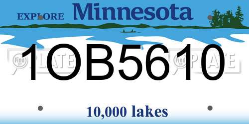 1OB5610 Minnesota License Plate