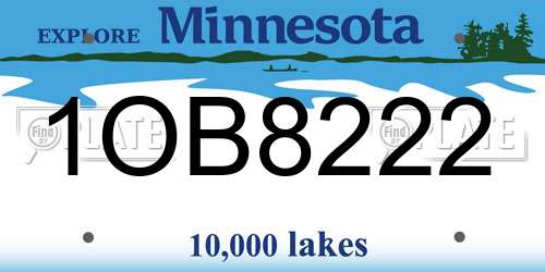 1OB8222 Minnesota License Plate